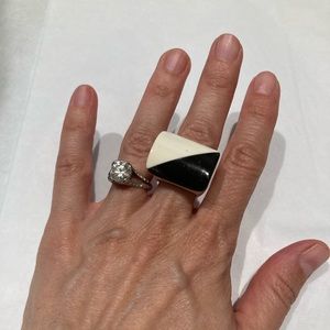 Ebony and ivory carved ring